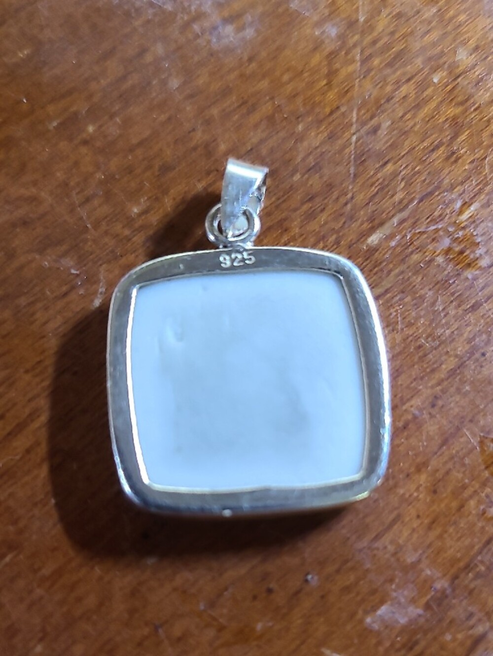 Sterling Silver Blue Wave Ceramic Square Pendant Necklace - Women Jewelry - Picture 2 of 5